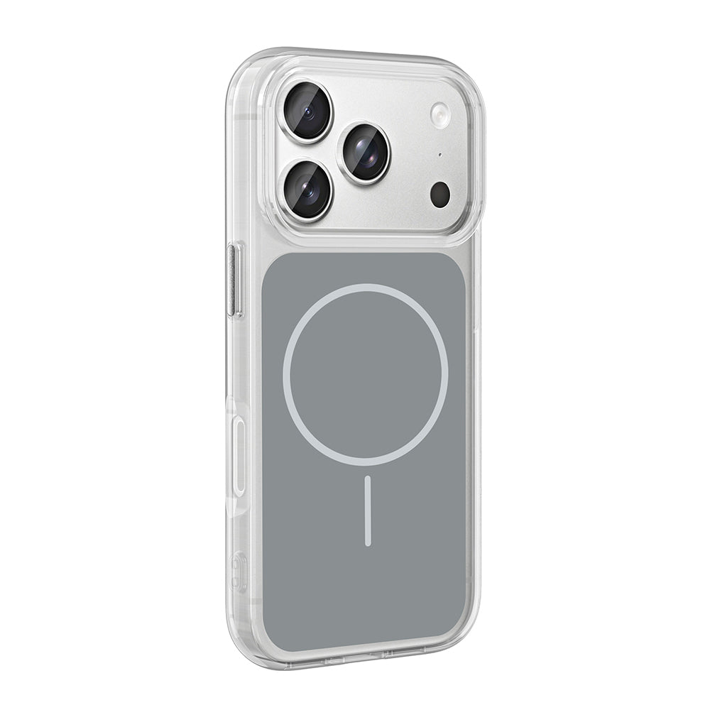 Apple iPhone 17 Pro Kılıf M-Safe Şarj Özellikli Metal Buton Tasarımlı Zore İkonik Sert Silikon Kapak Mavi