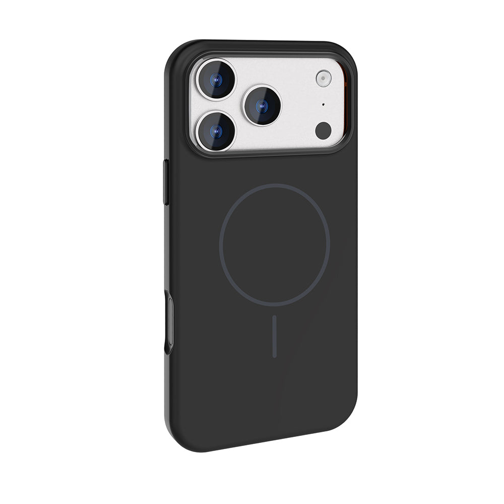 Apple iPhone 17 Pro Kılıf M-Safe Şarj Özellikli Metal Kamera Çerçeveli Zore Edi Silikon Kapak Siyah