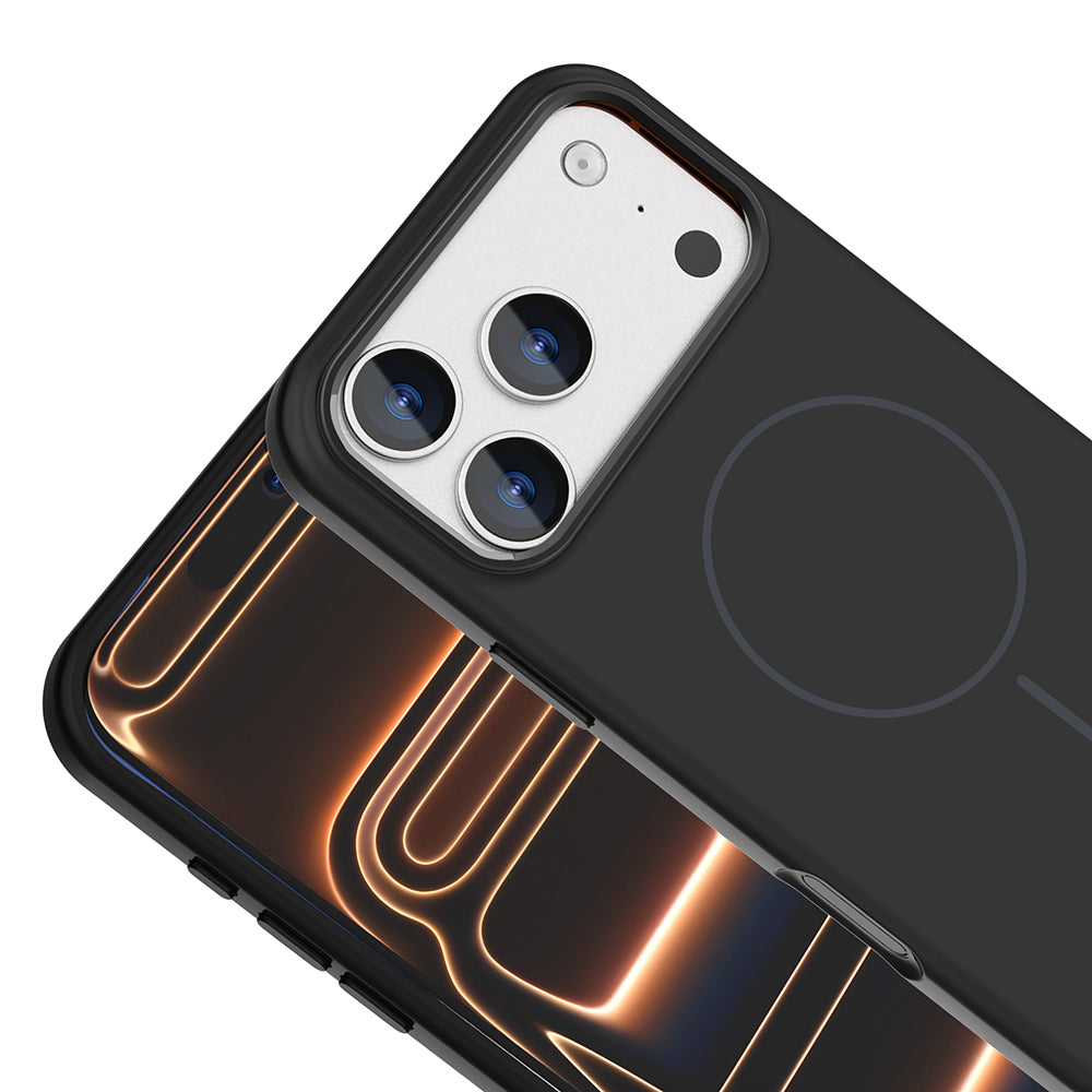 Apple iPhone 17 Pro Kılıf M-Safe Şarj Özellikli Metal Kamera Çerçeveli Zore Edi Silikon Kapak Lacivert