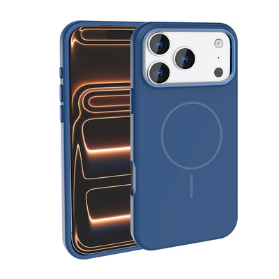 Apple iPhone 17 Pro Kılıf M-Safe Şarj Özellikli Metal Kamera Çerçeveli Zore Edi Silikon Kapak Lacivert