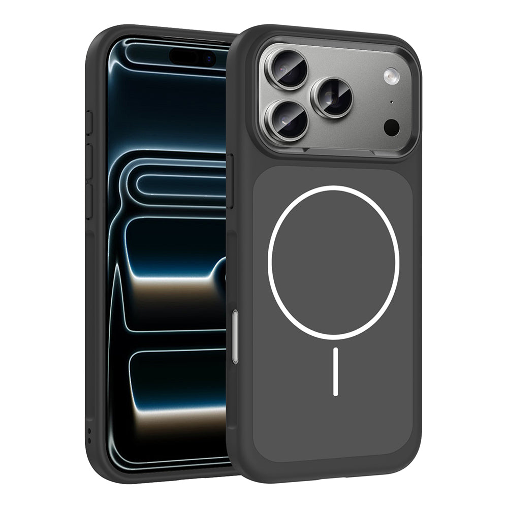 Apple iPhone 17 Pro Kılıf M-Safe Şarj Özellikli Metal Kamera Çerçeveli Zore Sanremo Silikon Kapak Lacivert