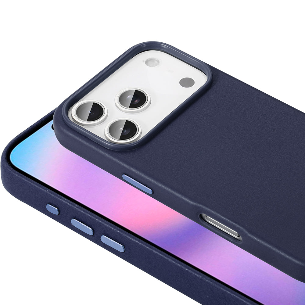 Apple iPhone 17 Pro Kılıf M-safe Şarj Özellikli PU Deri Görünümlü Zore Kupra Kapak Gri