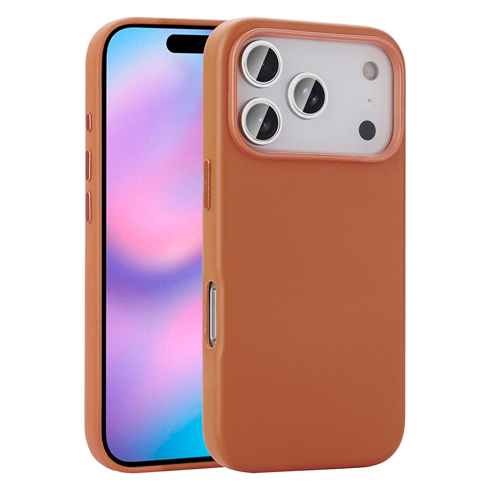 Apple iPhone 17 Pro Kılıf M-safe Şarj Özellikli PU Deri Görünümlü Zore Kupra Kapak Turuncu