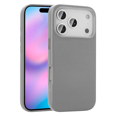Apple iPhone 17 Pro Kılıf M-safe Şarj Özellikli PU Deri Görünümlü Zore Kupra Kapak Gri