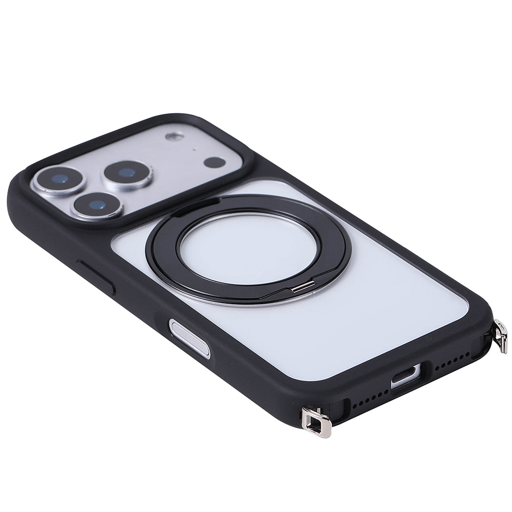 Apple iPhone 17 Pro Kılıf M-Safe Şarj Özellikli Standlı Zore Piza Silikon Kapak Lacivert