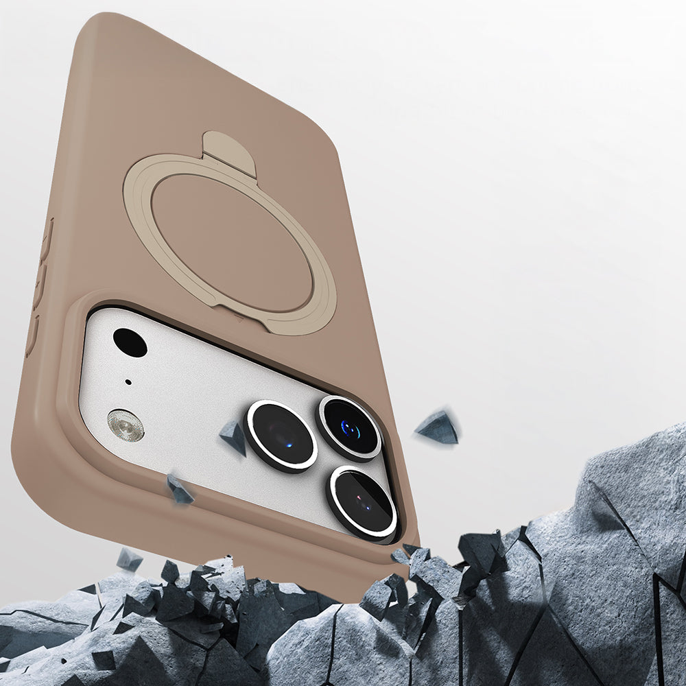 Apple iPhone 17 Pro Kılıf M-safe Şarj Özellikli Standlı Zore Samara Kapak Pembe