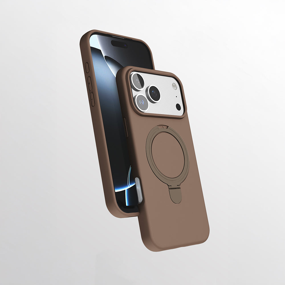 Apple iPhone 17 Pro Kılıf M-safe Şarj Özellikli Standlı Zore Samara Kapak Desert Gold