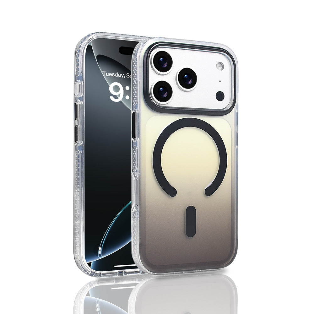 Apple iPhone 17 Pro Kılıf M-safe Şarj Özellikli Transparan Renk Geçişli Zore Toros Kapak Gri
