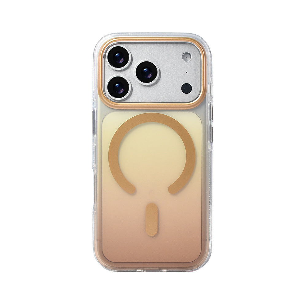 Apple iPhone 17 Pro Kılıf M-safe Şarj Özellikli Transparan Renk Geçişli Zore Toros Kapak Turuncu
