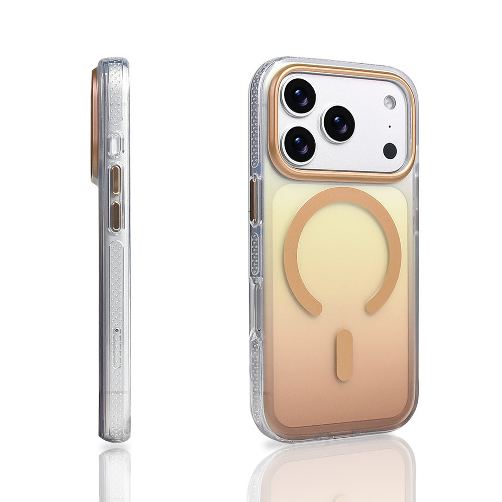 Apple iPhone 17 Pro Kılıf M-safe Şarj Özellikli Transparan Renk Geçişli Zore Toros Kapak Mavi