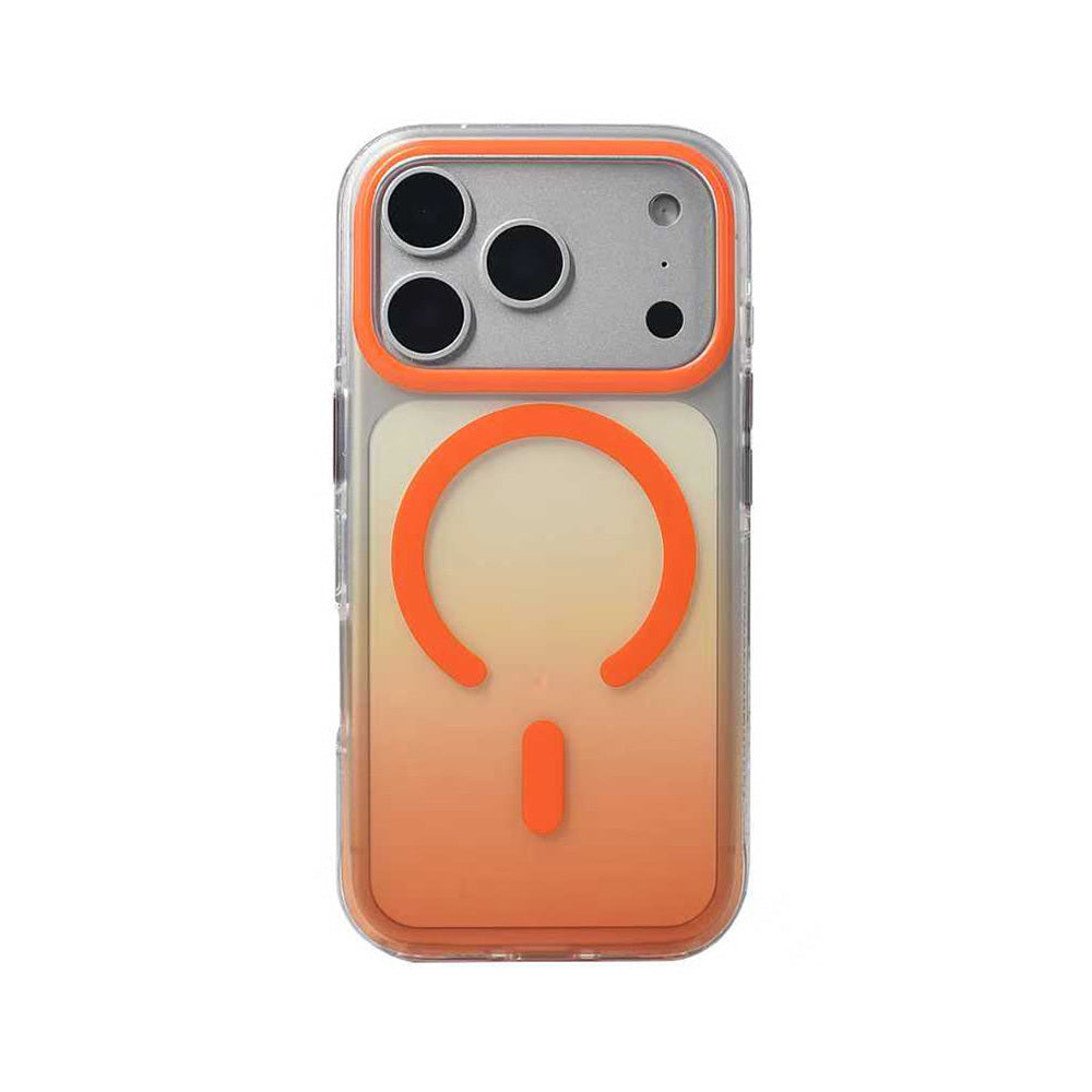 Apple iPhone 17 Pro Kılıf M-safe Şarj Özellikli Transparan Renk Geçişli Zore Toros Kapak Turuncu