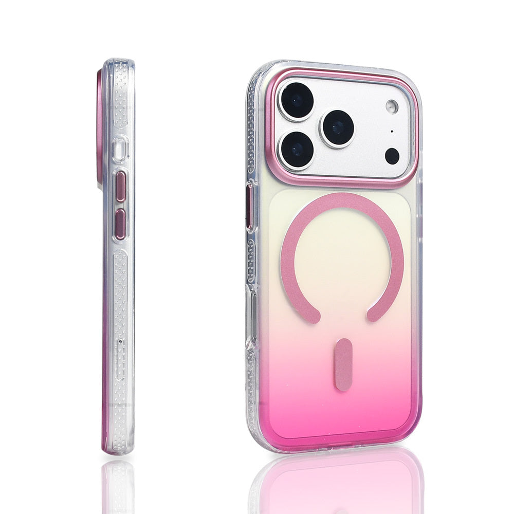 Apple iPhone 17 Pro Kılıf M-safe Şarj Özellikli Transparan Renk Geçişli Zore Toros Kapak Gri