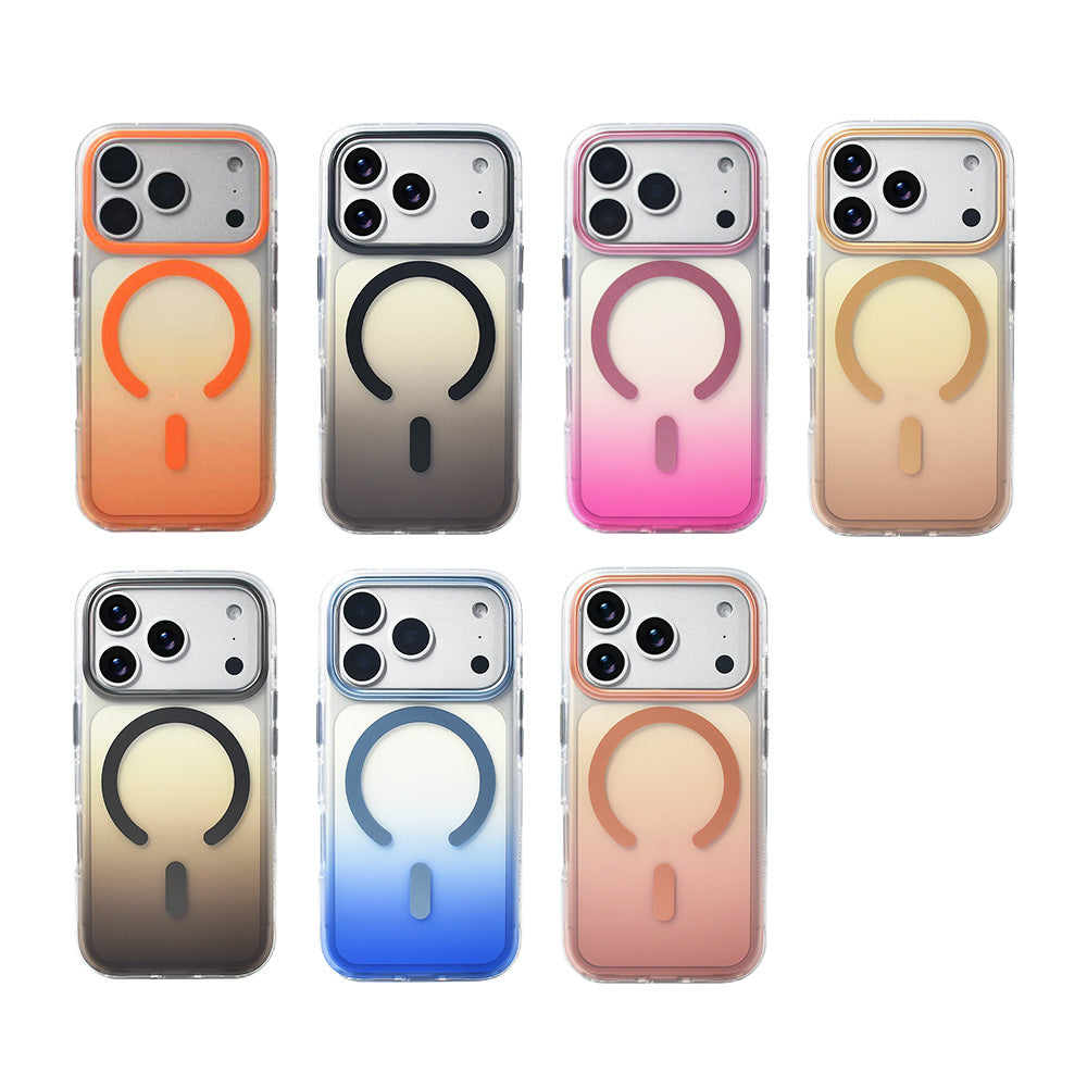 Apple iPhone 17 Pro Kılıf M-safe Şarj Özellikli Transparan Renk Geçişli Zore Toros Kapak Rose Pembe