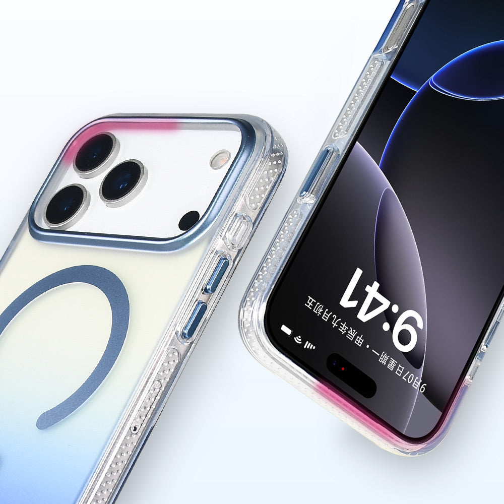 Apple iPhone 17 Pro Kılıf M-safe Şarj Özellikli Transparan Renk Geçişli Zore Toros Kapak Gold