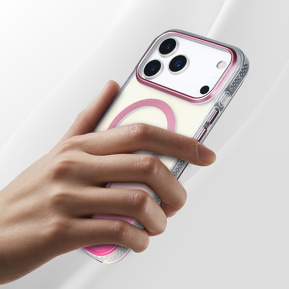 Apple iPhone 17 Pro Kılıf M-safe Şarj Özellikli Transparan Renk Geçişli Zore Toros Kapak Turuncu