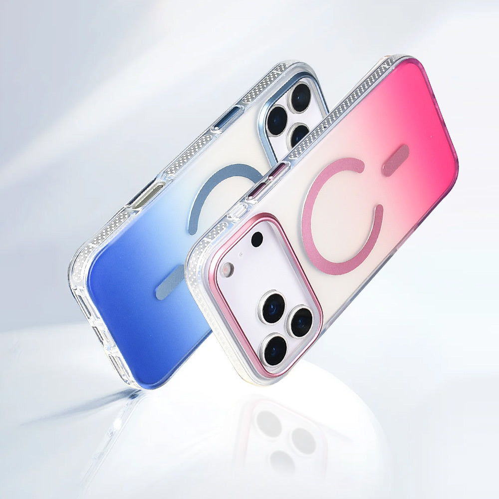 Apple iPhone 17 Pro Kılıf M-safe Şarj Özellikli Transparan Renk Geçişli Zore Toros Kapak Gold