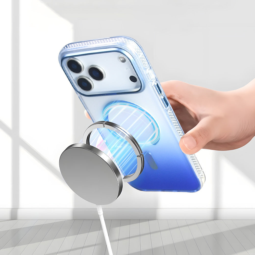 Apple iPhone 17 Pro Kılıf M-safe Şarj Özellikli Transparan Renk Geçişli Zore Toros Kapak Siyah