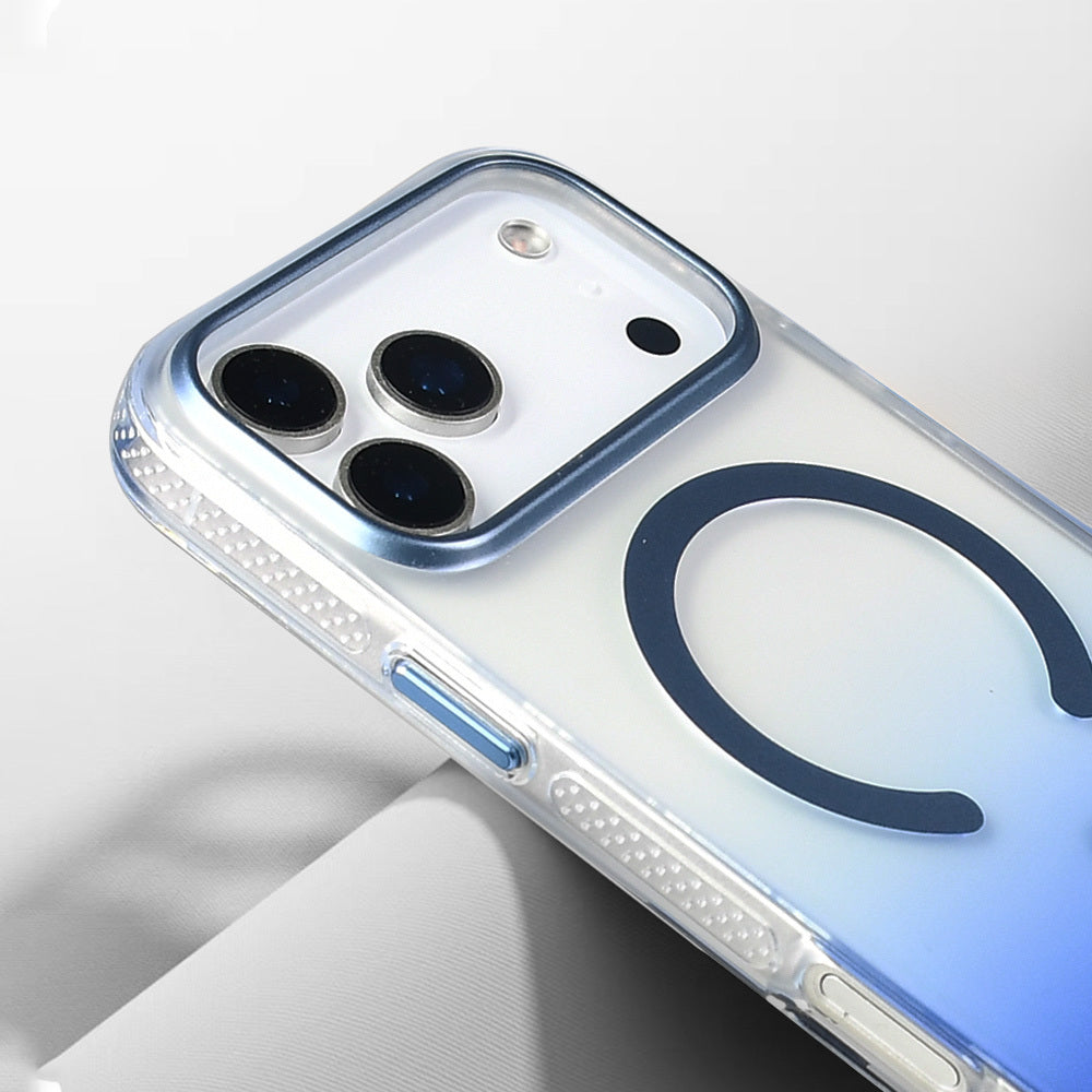 Apple iPhone 17 Pro Kılıf M-safe Şarj Özellikli Transparan Renk Geçişli Zore Toros Kapak Gold