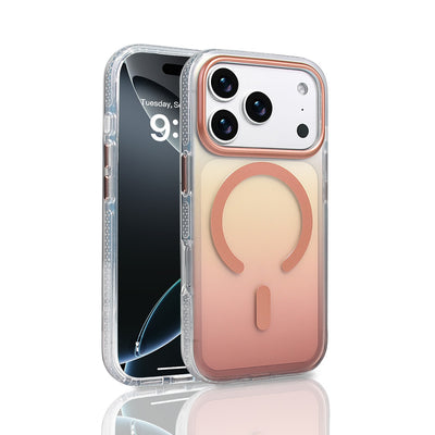 Apple iPhone 17 Pro Kılıf M-safe Şarj Özellikli Transparan Renk Geçişli Zore Toros Kapak Rose Gold