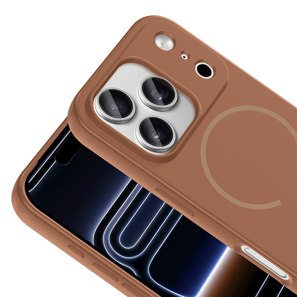 Apple iPhone 17 Pro Kılıf M-safe Şarj Özellikli Zore Meta Kapak Mürdüm