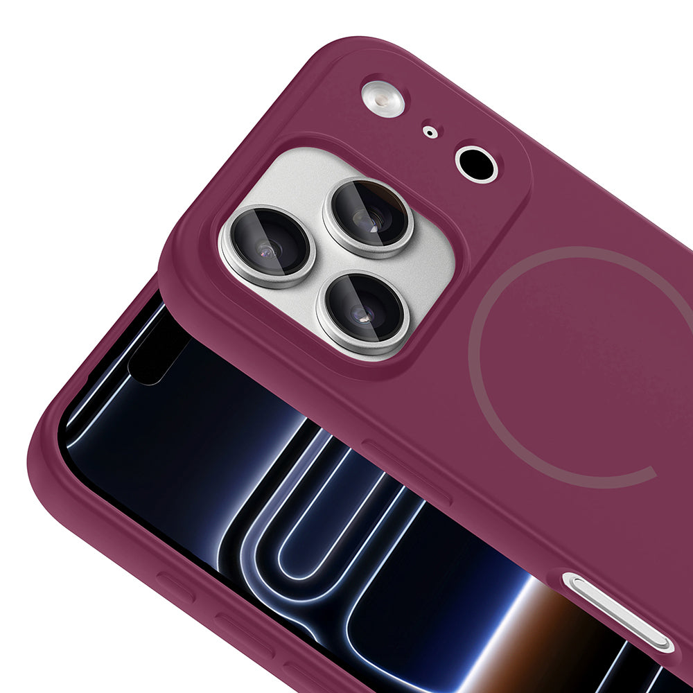 Apple iPhone 17 Pro Kılıf M-safe Şarj Özellikli Zore Meta Kapak Mürdüm