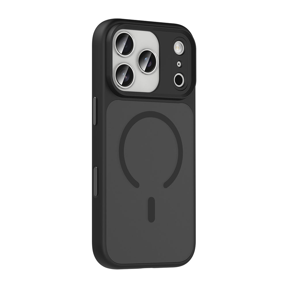 Apple iPhone 17 Pro Kılıf Mat Arka Yüzey Wireless Şarj Özellikli Zore Flet M-safe Kapak Gri