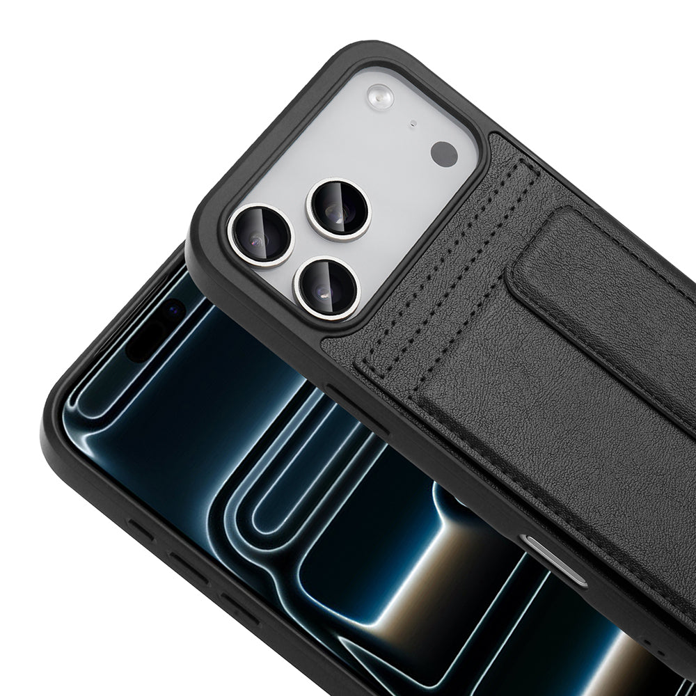 Apple iPhone 17 Pro Kılıf PU Deri Kartlıklı Zore Sevilla Kapak Lacivert