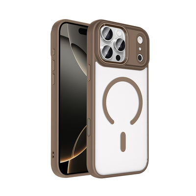 Apple iPhone 17 Pro Kılıf Wireless Şarj Özellikli Zore Krom M-safe Silikon Kapak Turuncu