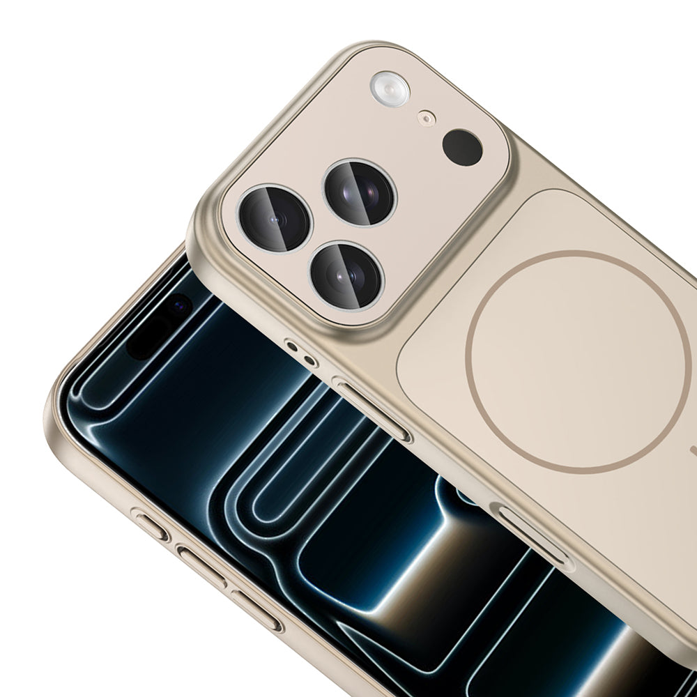 Apple iPhone 17 Pro Kılıf Zore M-Safe Şarj Özellikli Kamera Korumalı Formen Kapak Gold
