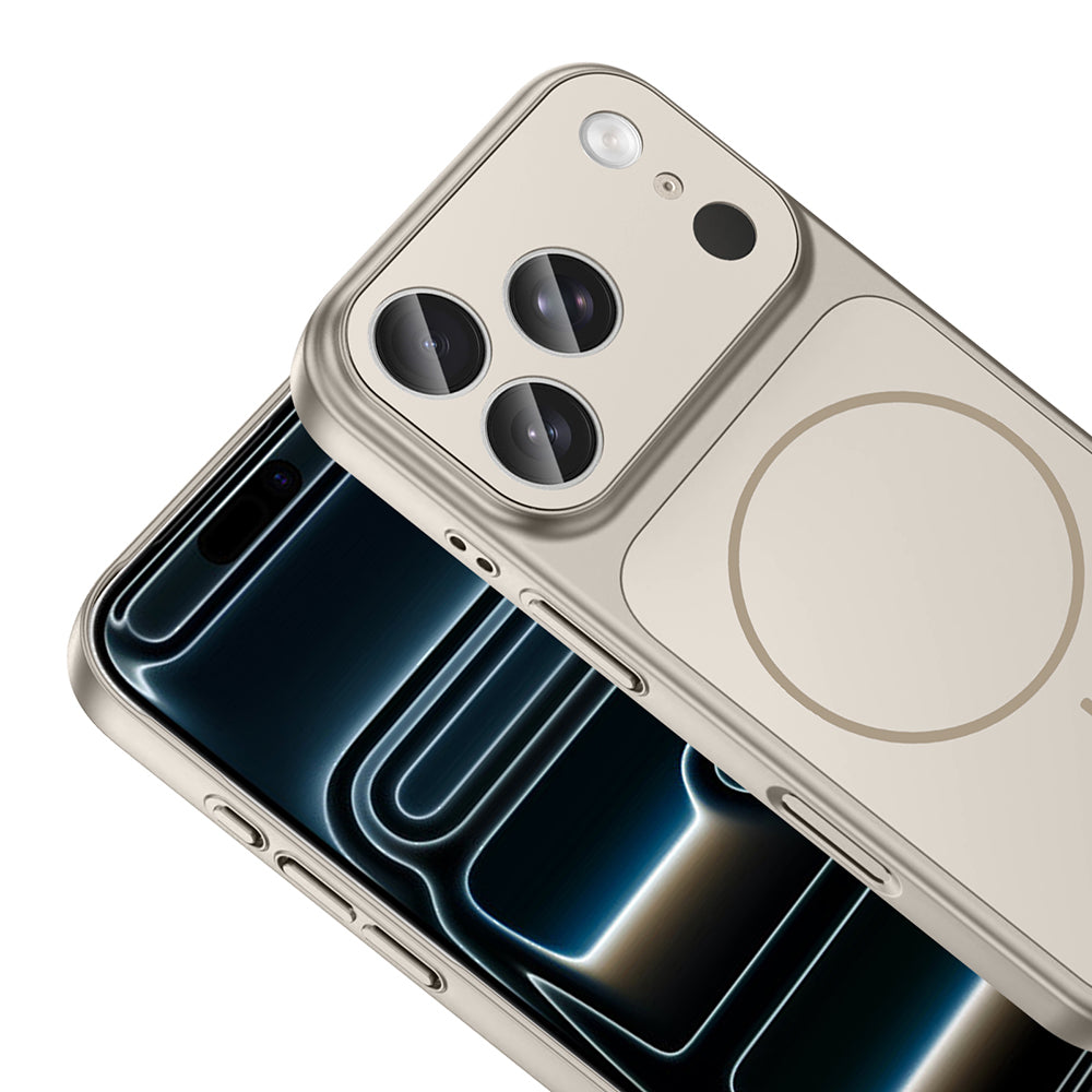Apple iPhone 17 Pro Kılıf Zore M-Safe Şarj Özellikli Kamera Korumalı Formen Kapak Gold