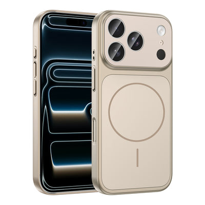 Apple iPhone 17 Pro Kılıf Zore M-Safe Şarj Özellikli Kamera Korumalı Formen Kapak Gold