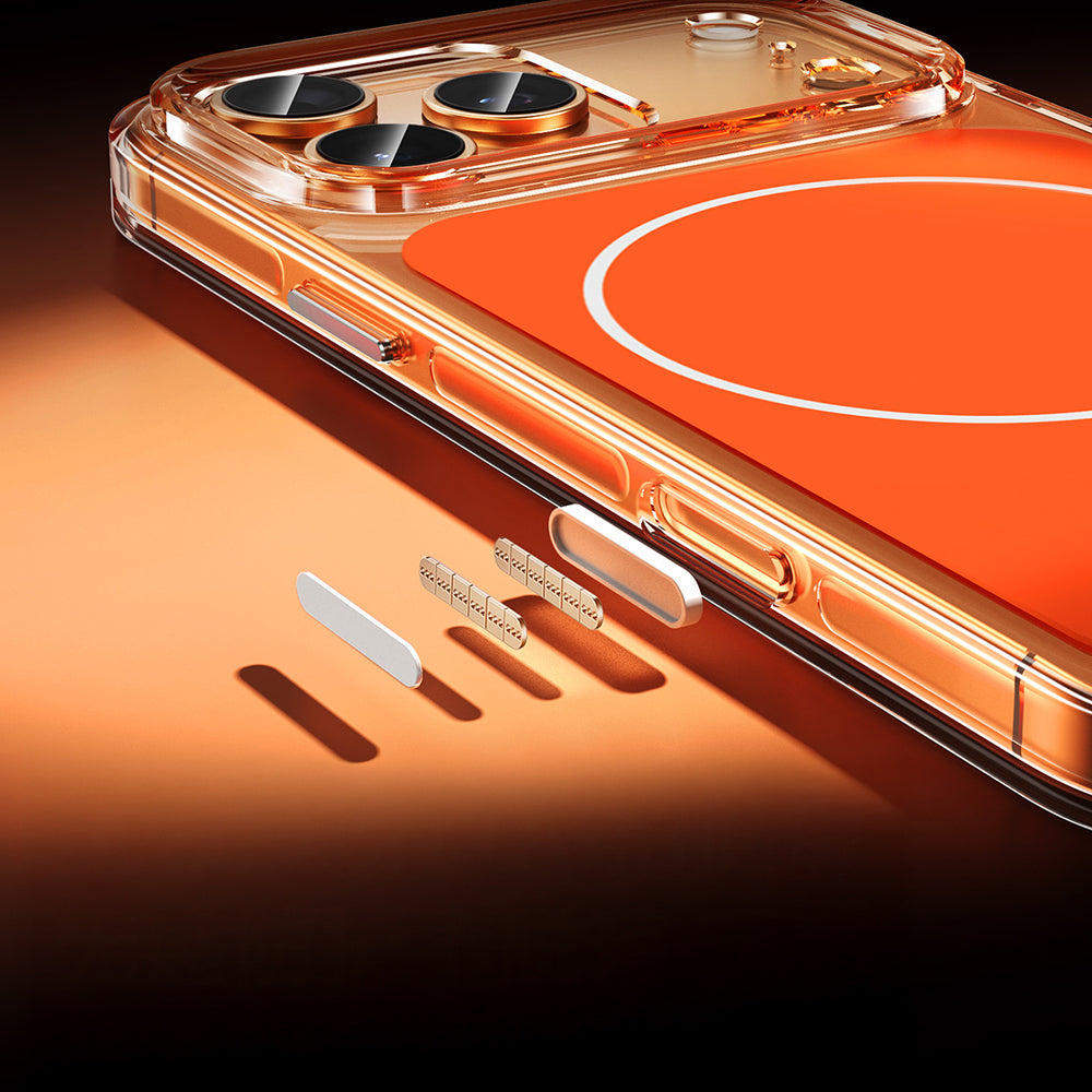 Apple iPhone 17 Pro Kılıf Zore M-safe Şarj Özellikli Şeffaf Kamera Kontrol Butonlu Lugano Kapak Beyaz