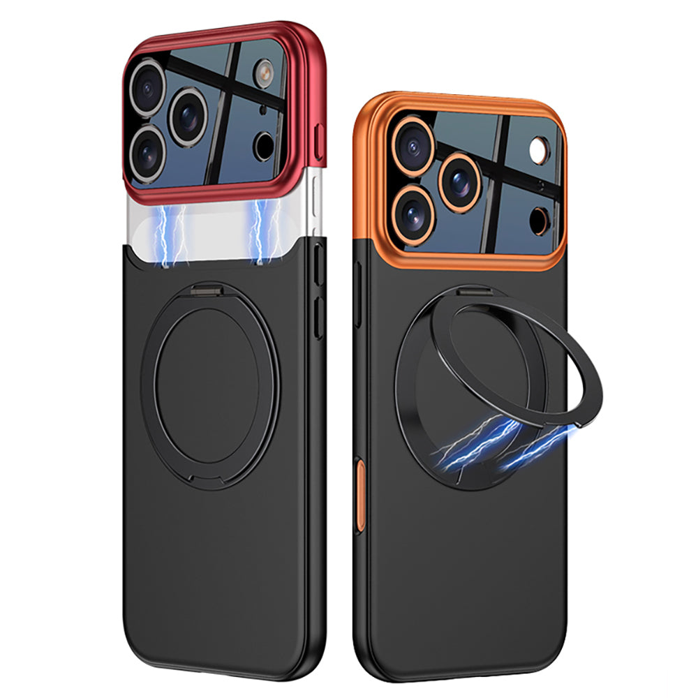 Apple iPhone 17 Pro Max Kılıf M-safe Şarj Özellikli 360 Derece Standlı Çift Parçalı Zore Torino Kapak Lacivert-Siyah
