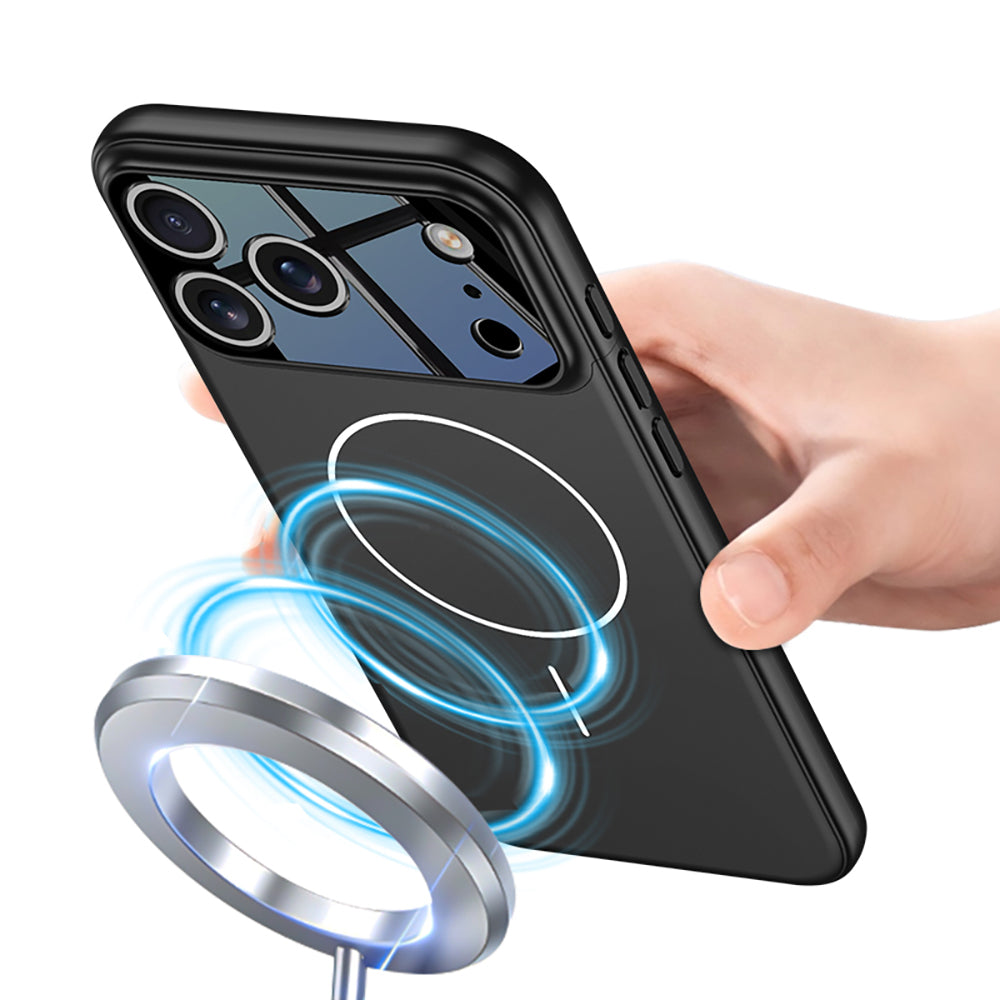 Apple iPhone 17 Pro Max Kılıf M-safe Şarj Özellikli Çift Parçalı Zore Napoli Kapak Lacivert-Siyah