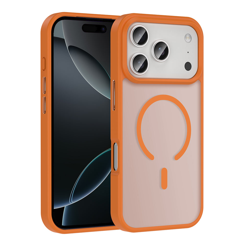 Apple iPhone 17 Pro Max Kılıf M-safe Şarj Özellikli Mat Arka Yüzey Zore Sio Kapak Turuncu