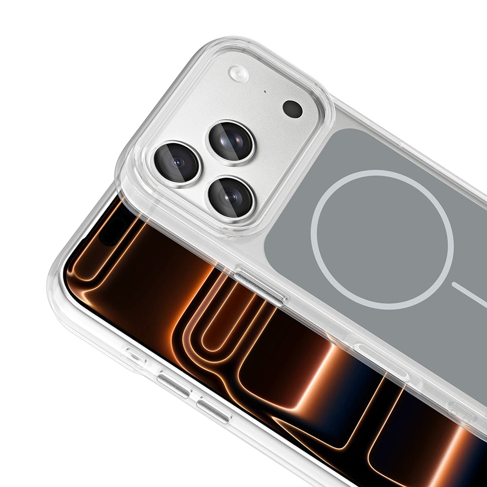 Apple iPhone 17 Pro Max Kılıf M-Safe Şarj Özellikli Metal Buton Tasarımlı Zore İkonik Sert Silikon Kapak Siyah