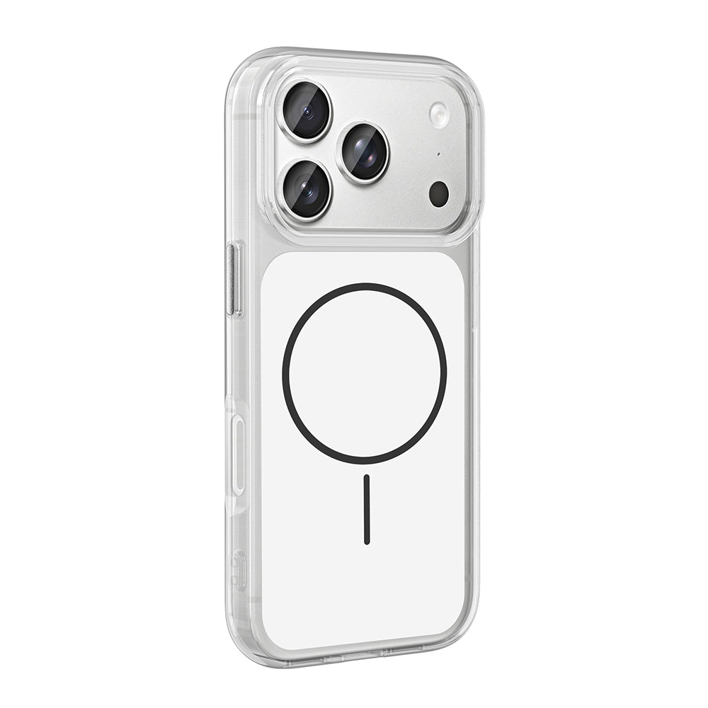 Apple iPhone 17 Pro Max Kılıf M-Safe Şarj Özellikli Metal Buton Tasarımlı Zore İkonik Sert Silikon Kapak Siyah