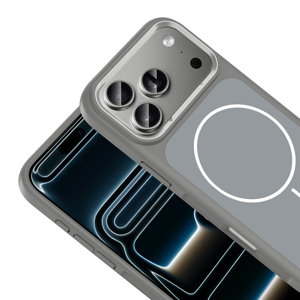 Apple iPhone 17 Pro Max Kılıf M-Safe Şarj Özellikli Metal Kamera Çerçeveli Zore Sanremo Silikon Kapak Lacivert