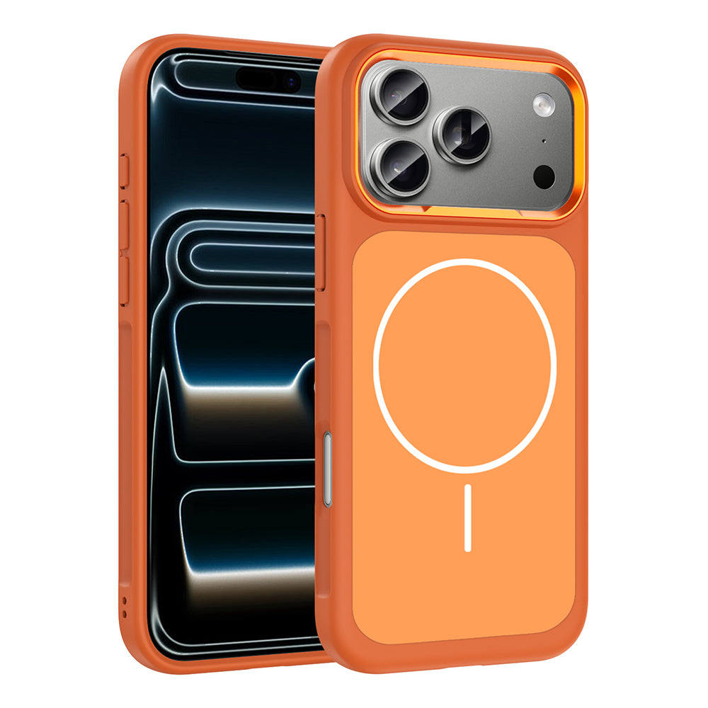 Apple iPhone 17 Pro Max Kılıf M-Safe Şarj Özellikli Metal Kamera Çerçeveli Zore Sanremo Silikon Kapak Gri