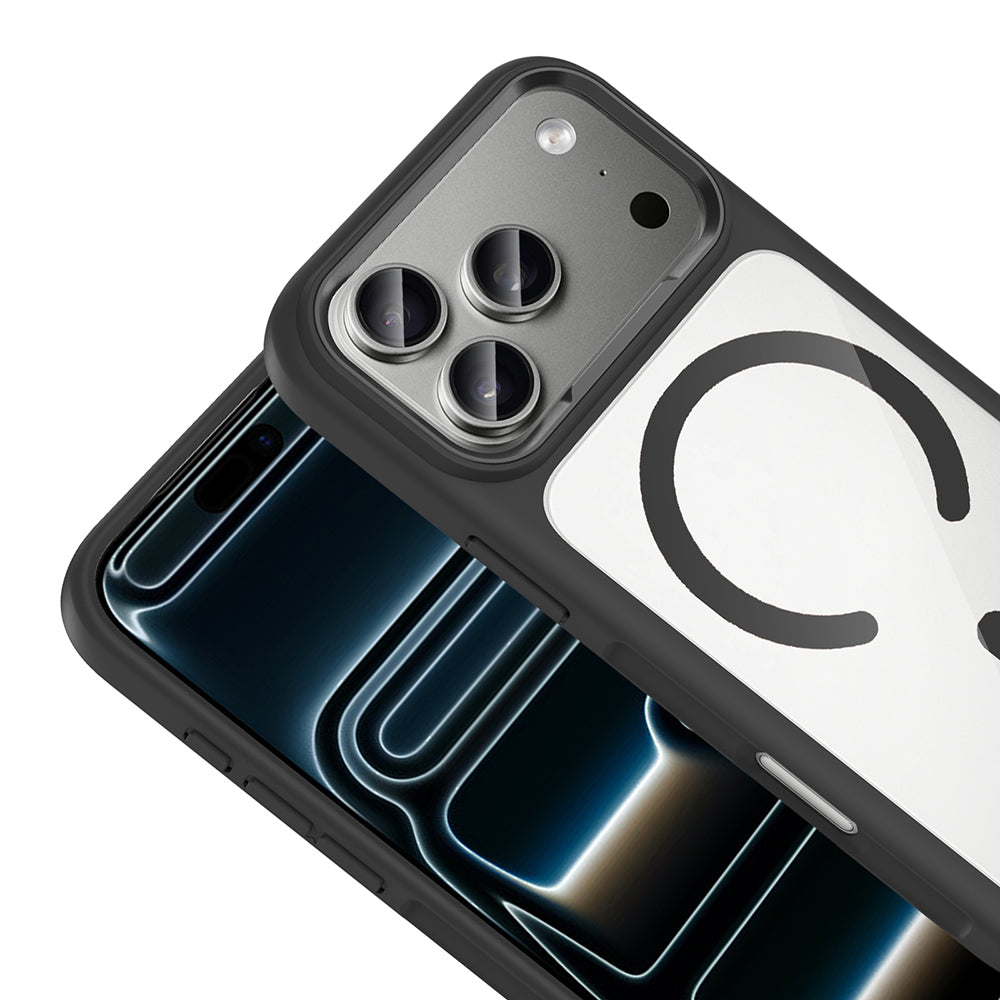 Apple iPhone 17 Pro Max Kılıf M-Safe Şarj Özellikli Metal Kamera Çerçeveli Zore Tiko Kapak Turuncu