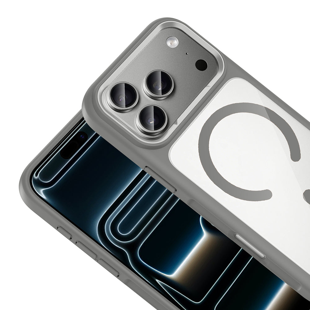 Apple iPhone 17 Pro Max Kılıf M-Safe Şarj Özellikli Metal Kamera Çerçeveli Zore Tiko Kapak Turuncu