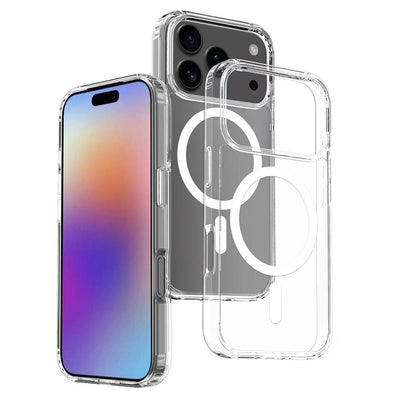 Apple iPhone 17 Pro Max Kılıf M-safe Şarj Özellikli Şeffaf Sert PC Zore Embos Kapak Şeffaf
