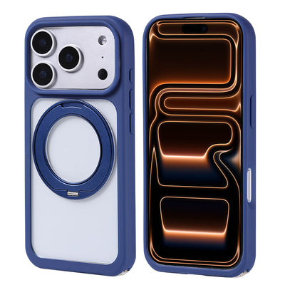 Apple iPhone 17 Pro Max Kılıf M-Safe Şarj Özellikli Standlı Zore Piza Silikon Kapak Lacivert