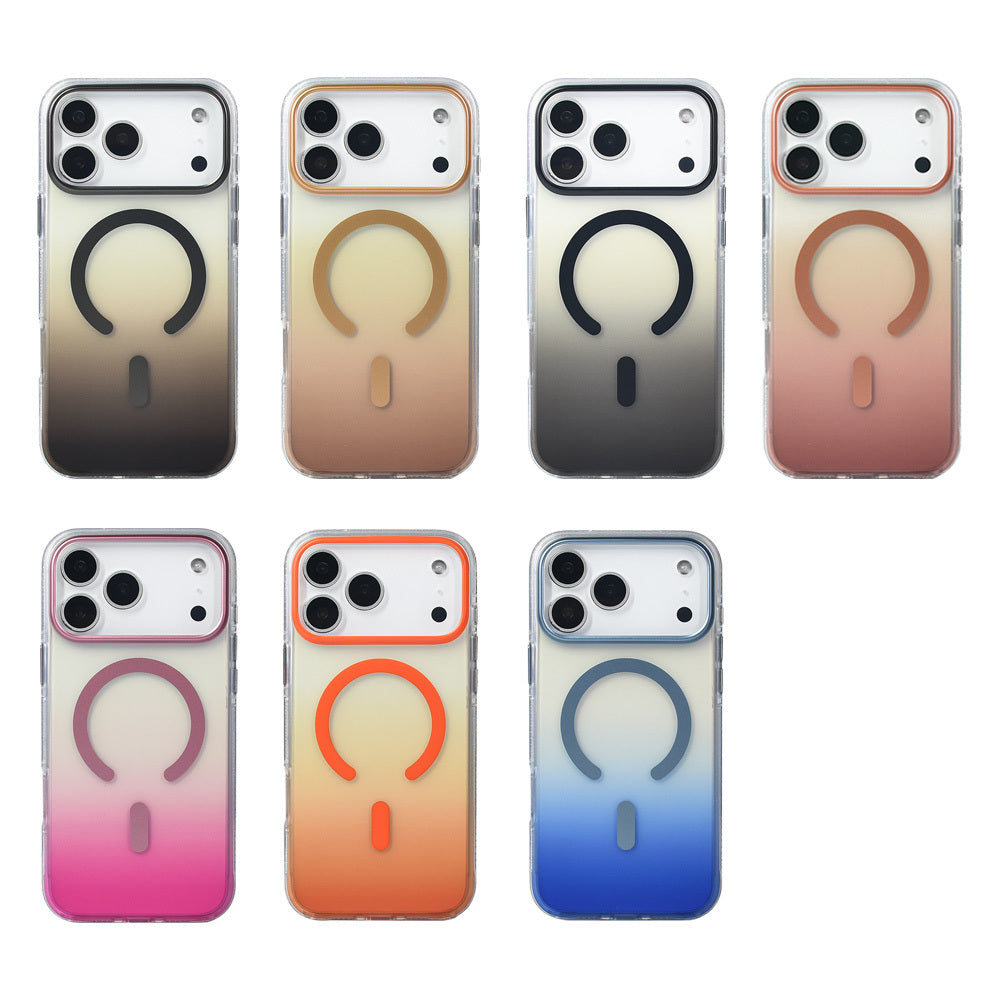 Apple iPhone 17 Pro Max Kılıf M-safe Şarj Özellikli Transparan Renk Geçişli Zore Toros Kapak Mavi