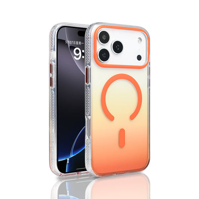 Apple iPhone 17 Pro Max Kılıf M-safe Şarj Özellikli Transparan Renk Geçişli Zore Toros Kapak Gold