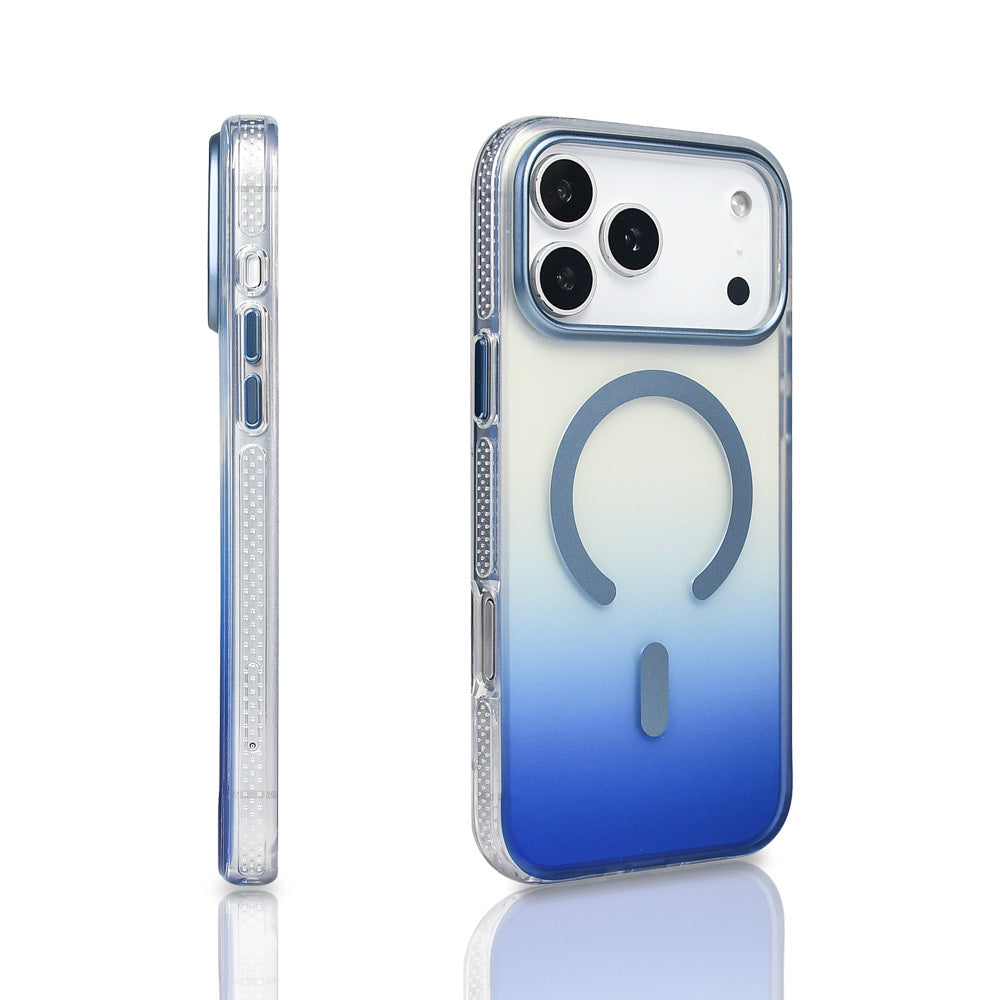 Apple iPhone 17 Pro Max Kılıf M-safe Şarj Özellikli Transparan Renk Geçişli Zore Toros Kapak Turuncu