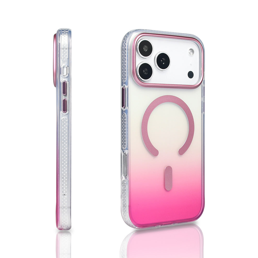 Apple iPhone 17 Pro Max Kılıf M-safe Şarj Özellikli Transparan Renk Geçişli Zore Toros Kapak Gri