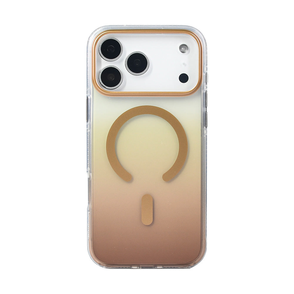Apple iPhone 17 Pro Max Kılıf M-safe Şarj Özellikli Transparan Renk Geçişli Zore Toros Kapak Turuncu