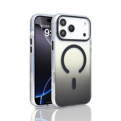 Apple iPhone 17 Pro Max Kılıf M-safe Şarj Özellikli Transparan Renk Geçişli Zore Toros Kapak Siyah