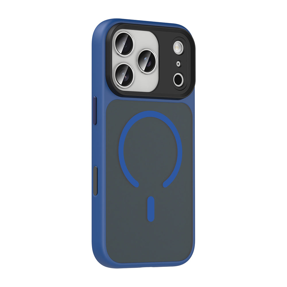 Apple iPhone 17 Pro Max Kılıf Mat Arka Yüzey Wireless Şarj Özellikli Zore Flet M-safe Kapak Lacivert